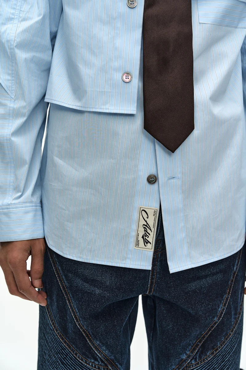MAEY STRIPE LAYERED SHIRT 7