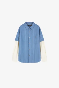 SLEEVE LAYERED STRIPE SHIRT