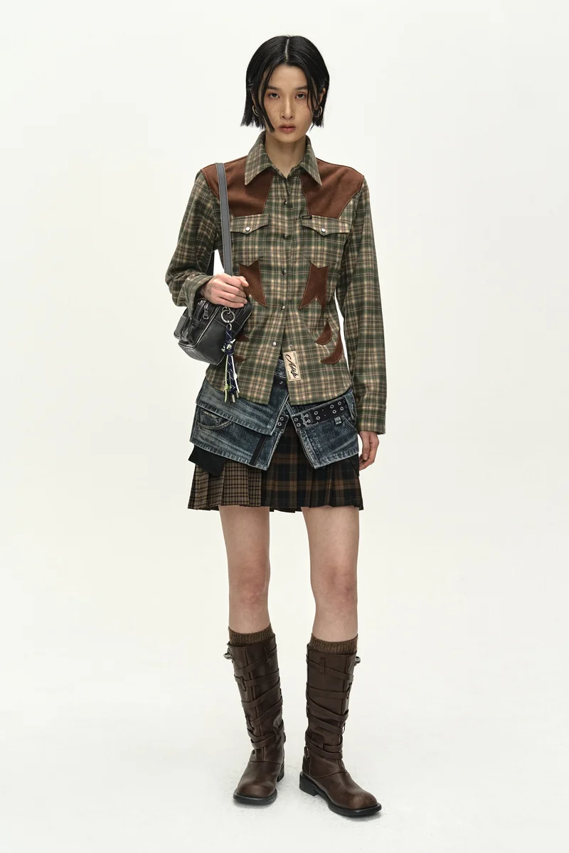 CHECKERED WESTERN PATCHED SHIRT 1