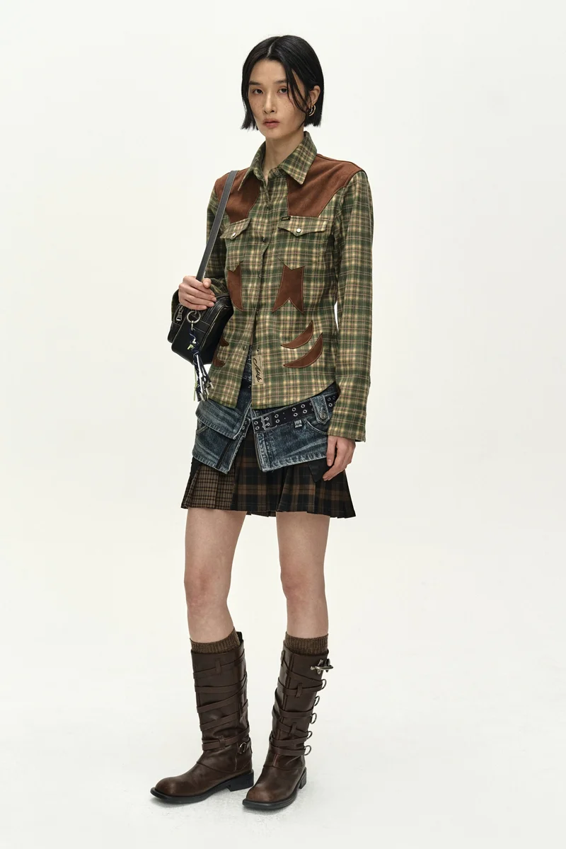 CHECKERED WESTERN PATCHED SHIRT 2