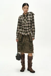 TARTAN SCARF-TIE SHIRT thumb 1