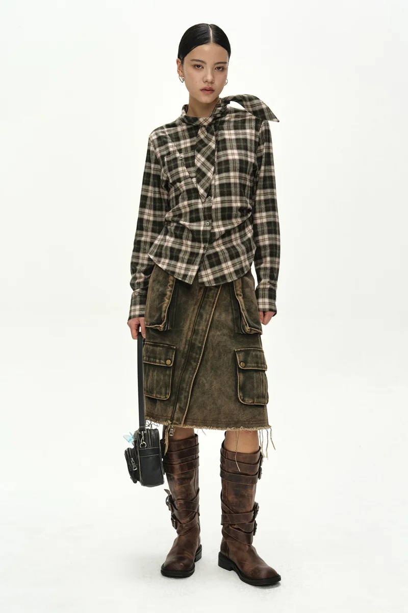 TARTAN SCARF-TIE SHIRT 1
