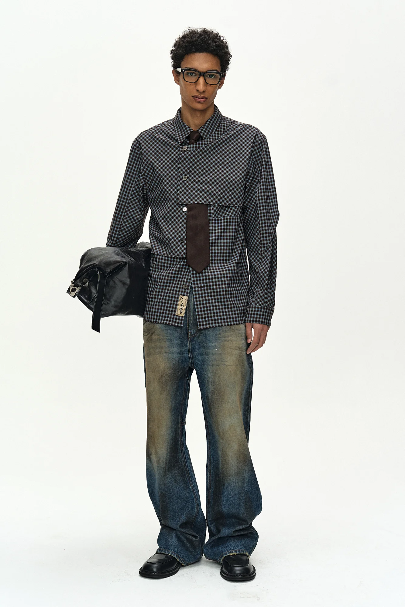 ANDERSSON BELL MAEY CHECK LAYERED SHIRT BROWN/BLUE