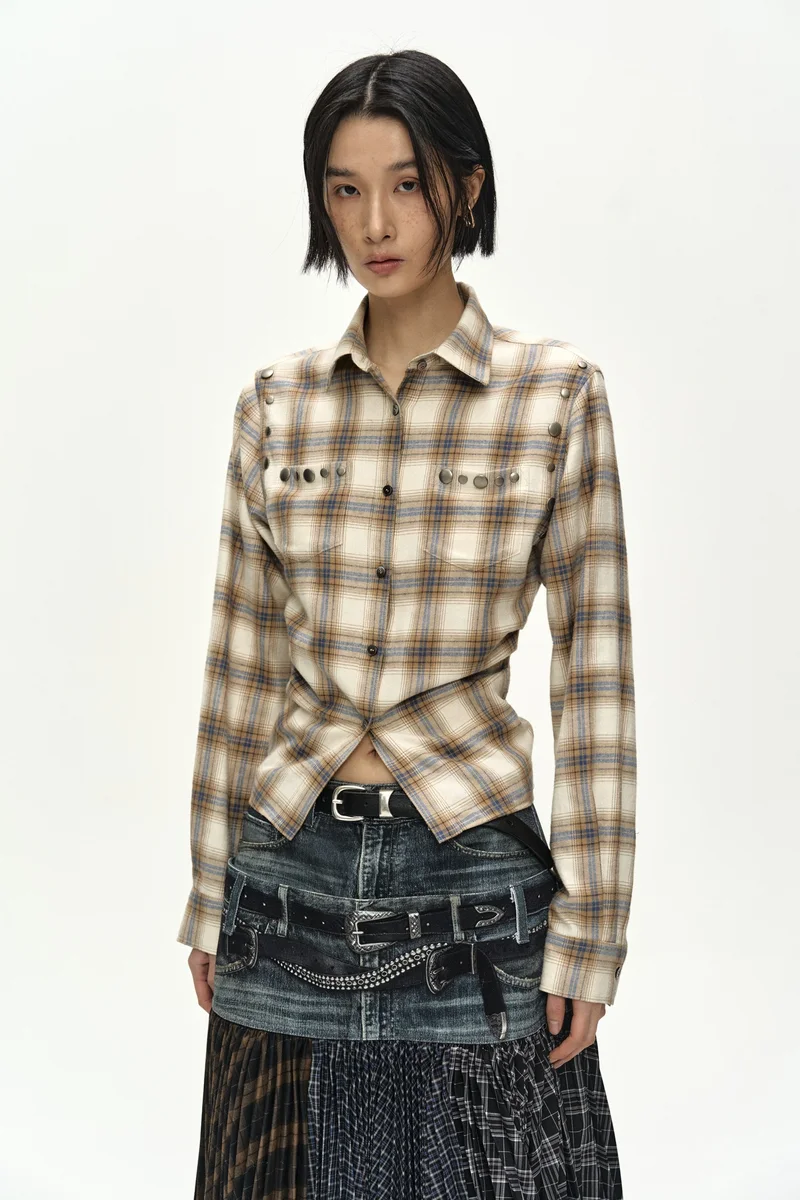 CHECK STUDDED CONTOUR SHIRT 4