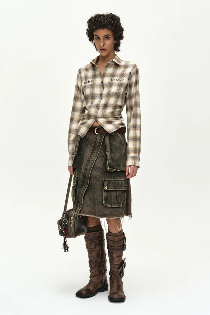 CHECK STUDDED CONTOUR SHIRT 8