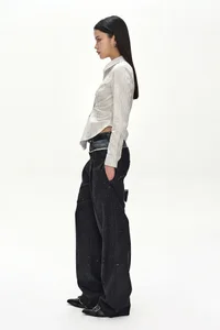 STRIPE DRAPED WAIST SHIRT thumb 2
