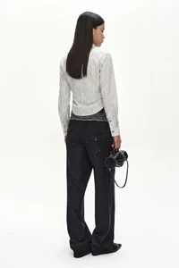 STRIPE DRAPED WAIST SHIRT thumb 3