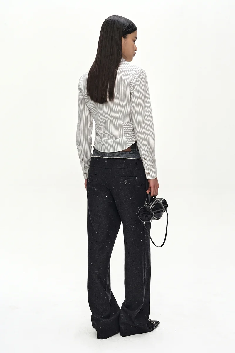 STRIPE DRAPED WAIST SHIRT 3