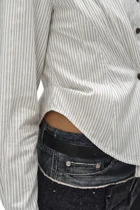 STRIPE DRAPED WAIST SHIRT thumb 6
