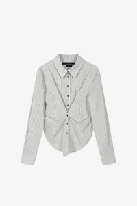 STRIPE DRAPED WAIST SHIRT thumb 7
