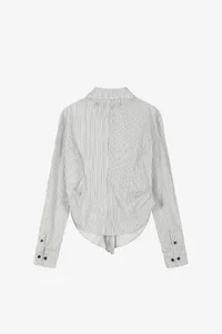 STRIPE DRAPED WAIST SHIRT thumb 8
