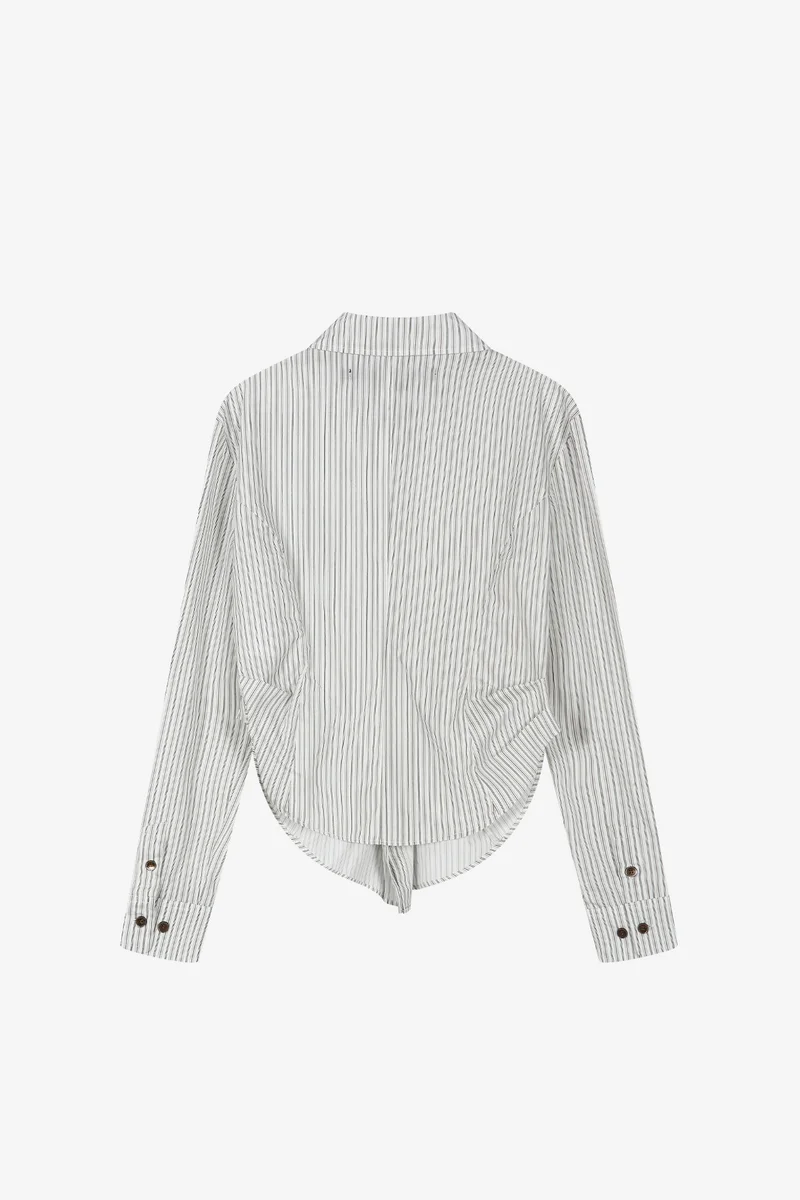 STRIPE DRAPED WAIST SHIRT 8
