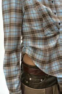 CHECK DRAPED WAIST SHIRT thumb 6