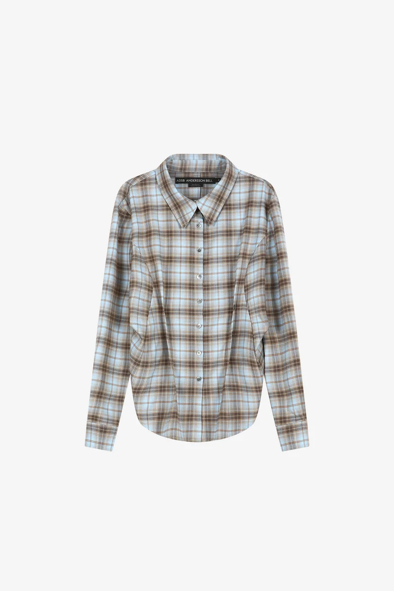 CHECK DRAPED WAIST SHIRT 8