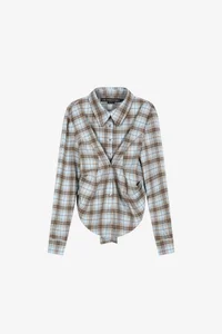 CHECK DRAPED WAIST SHIRT thumb 9
