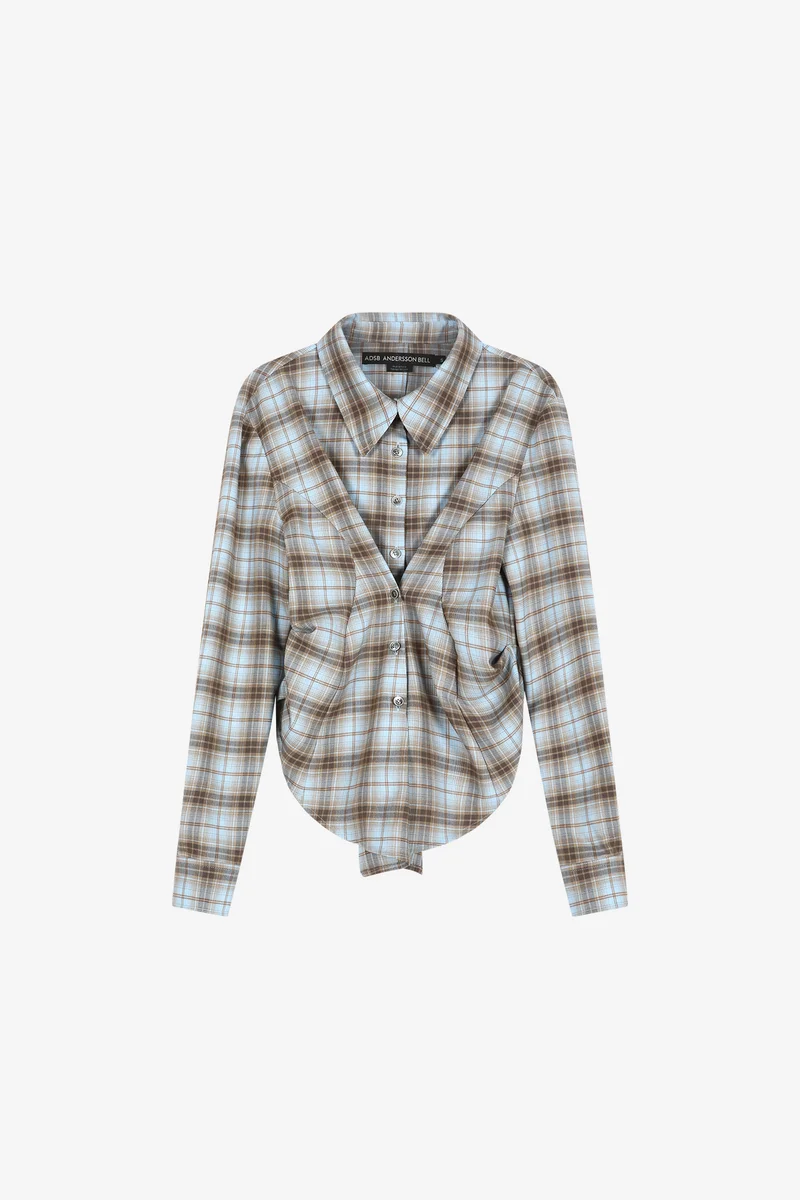 CHECK DRAPED WAIST SHIRT 9
