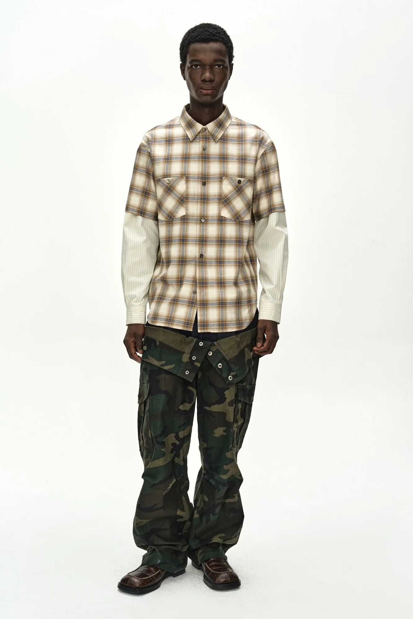 ANDERSSON BELL SLEEVE LAYERED STRIPE SHIRT IVORY STRIPE