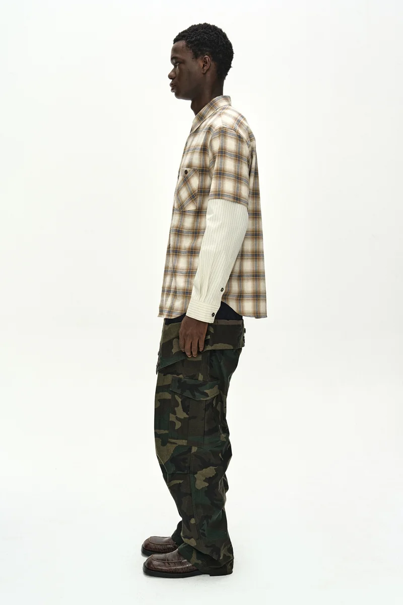 SLEEVE LAYERED STRIPE SHIRT 2