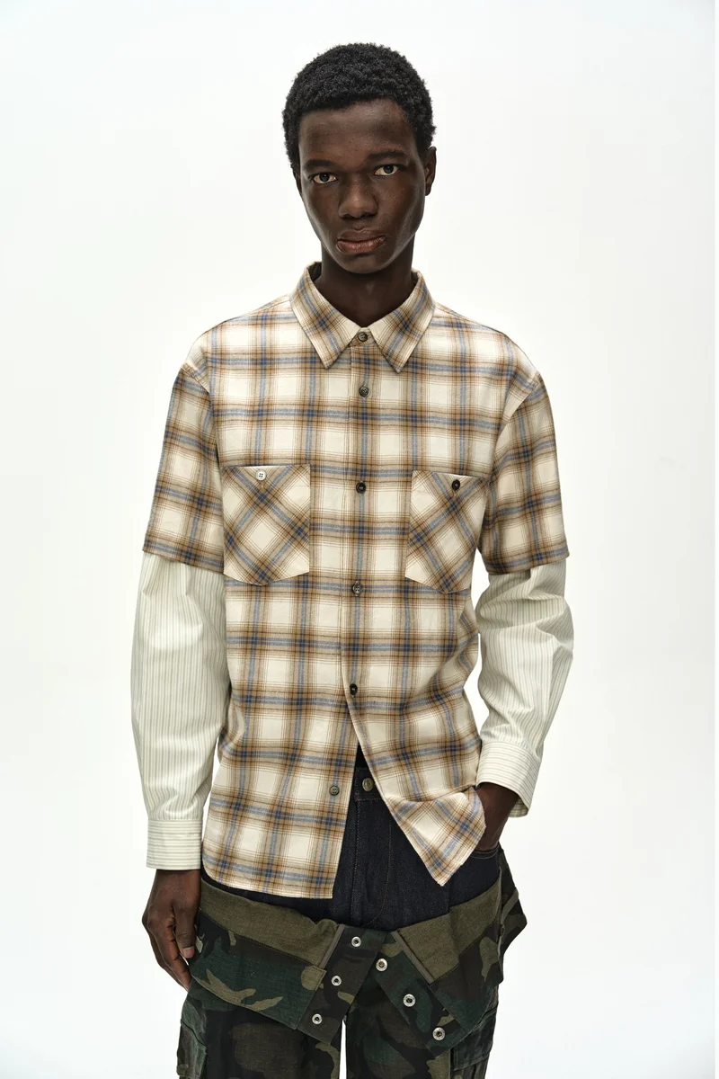SLEEVE LAYERED STRIPE SHIRT 3