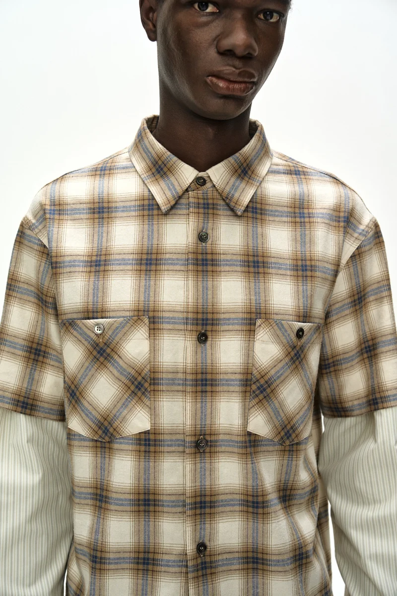 SLEEVE LAYERED STRIPE SHIRT 4