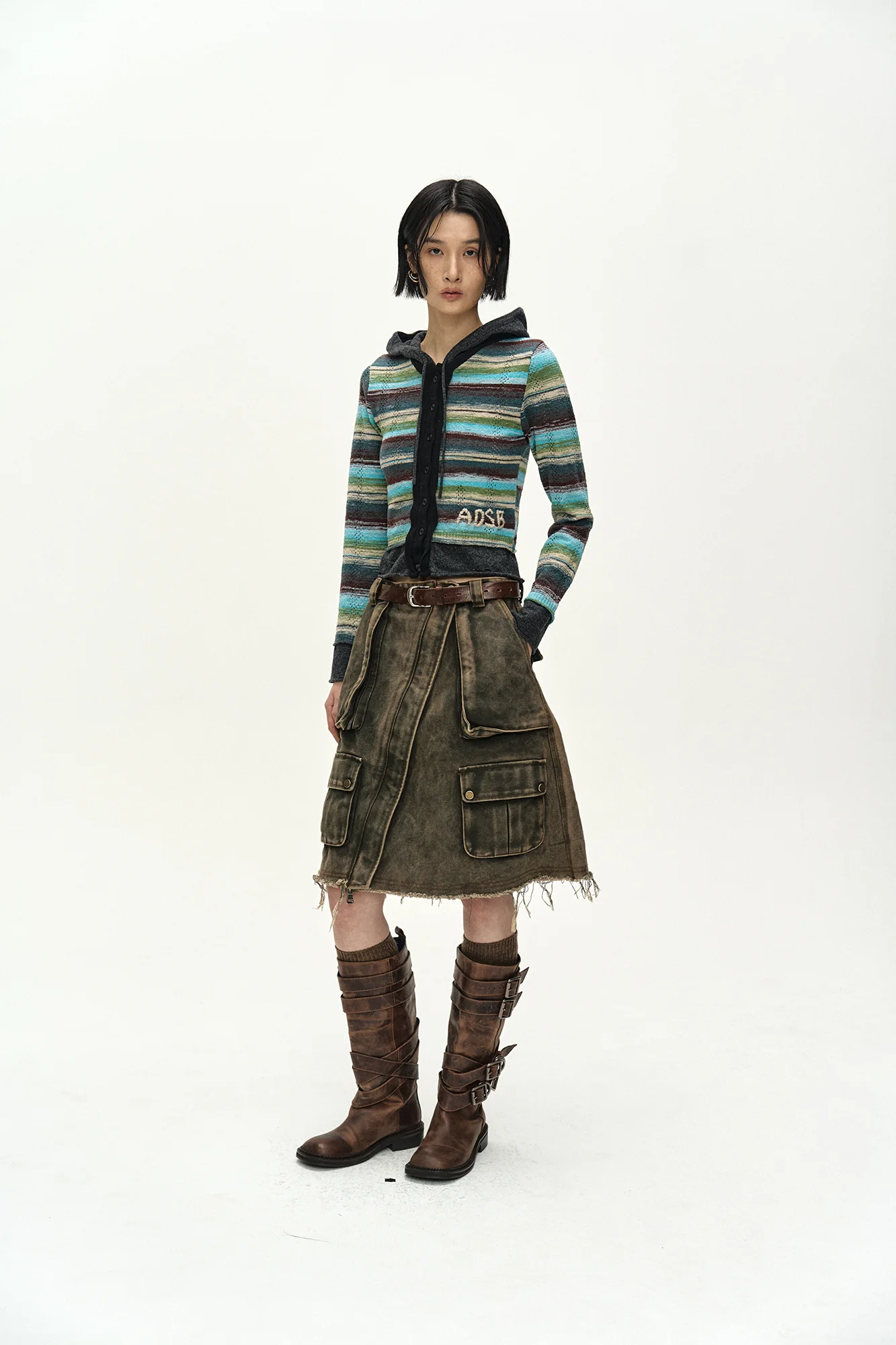 ANDERSSON BELL CARGO POCKET WRAP SKIRT BROWN