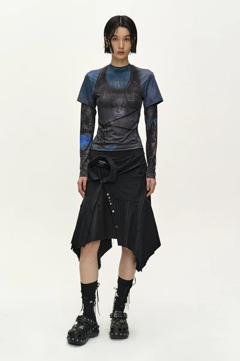SUE WRAPPED SHIRT ASYMMETRIC SKIRT 1
