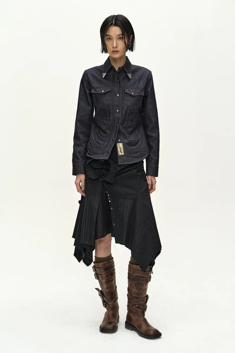 SUE WRAPPED SHIRT ASYMMETRIC SKIRT 5