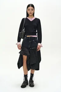 REWORKED DENIM PANEL WRAP SKIRT thumb 2