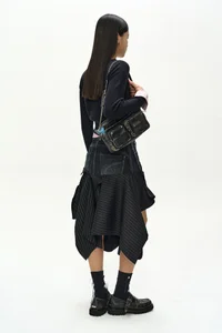 REWORKED DENIM PANEL WRAP SKIRT thumb 4