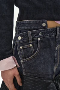 REWORKED DENIM PANEL WRAP SKIRT thumb 5