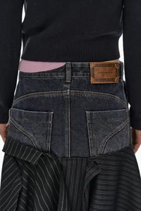 REWORKED DENIM PANEL WRAP SKIRT thumb 6