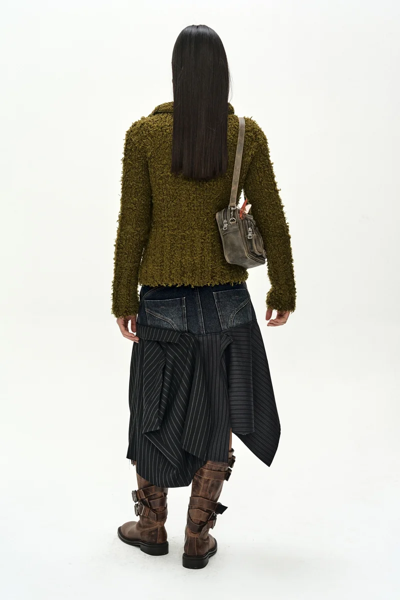 REWORKED DENIM PANEL WRAP SKIRT 7