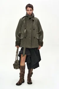 REWORKED DENIM PANEL WRAP SKIRT thumb 10