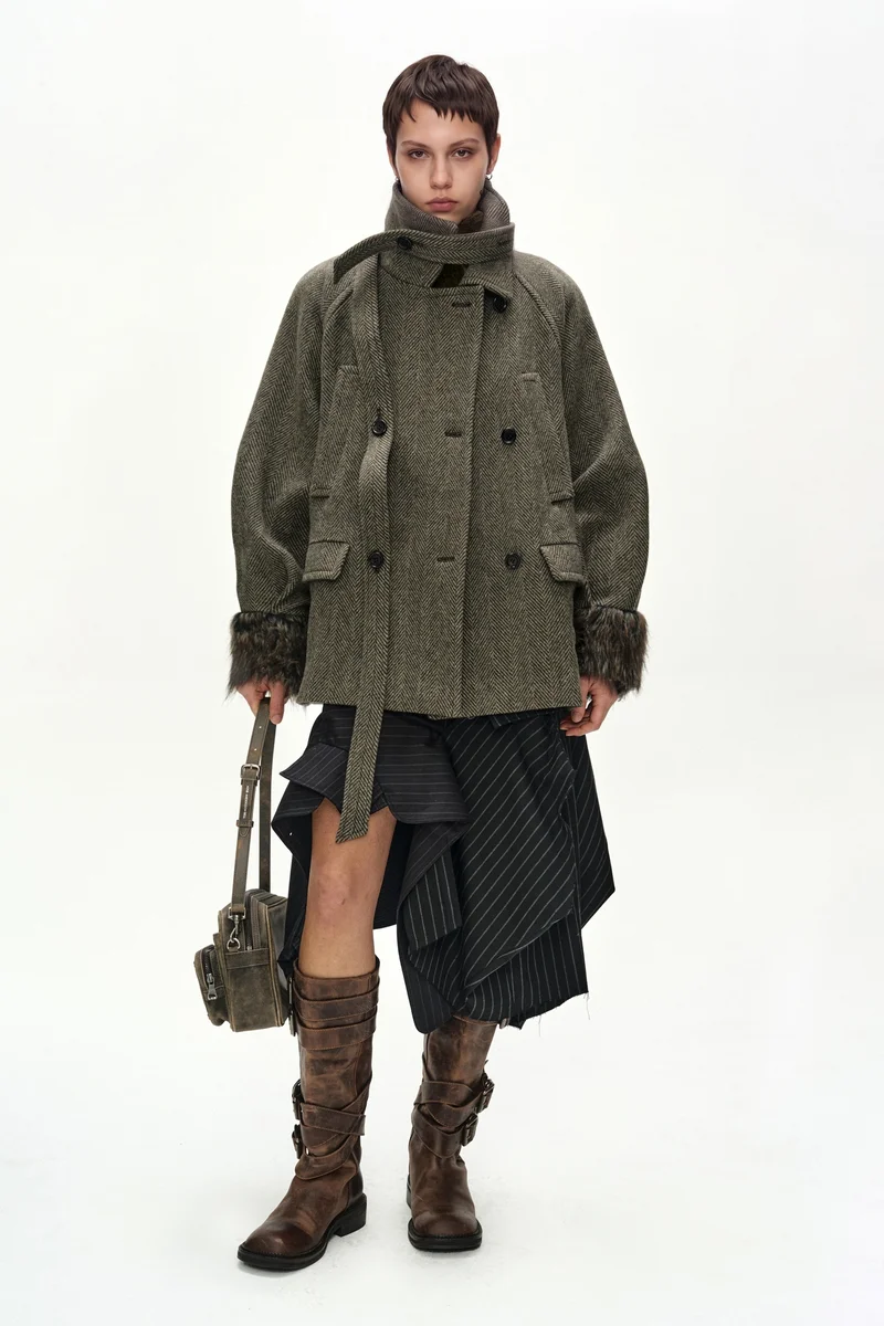 REWORKED DENIM PANEL WRAP SKIRT 10