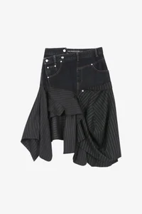 REWORKED DENIM PANEL WRAP SKIRT thumb 11