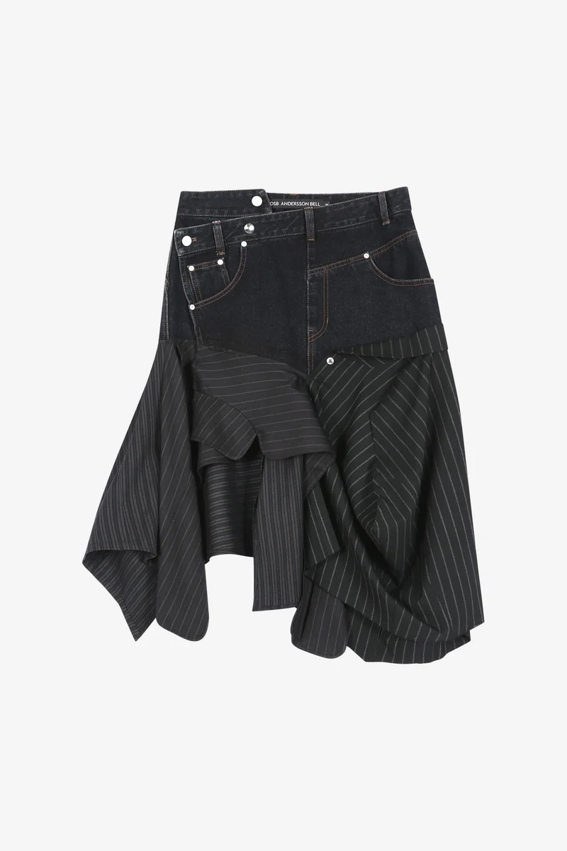 REWORKED DENIM PANEL WRAP SKIRT 11
