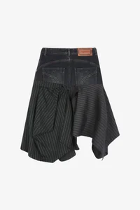 REWORKED DENIM PANEL WRAP SKIRT thumb 12