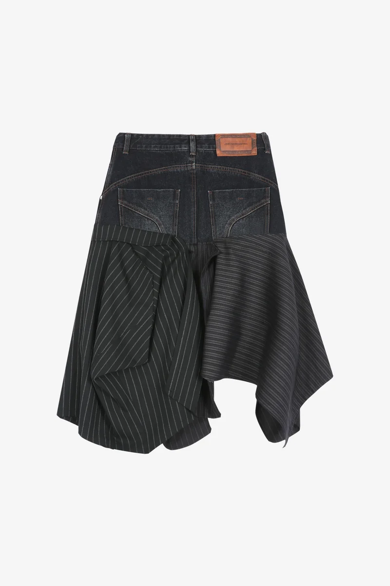 REWORKED DENIM PANEL WRAP SKIRT 12