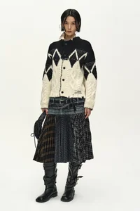 DOUBLE BELT PRINTED ACCORDION PLEATS SKIRT thumb 1