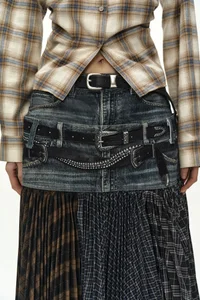 DOUBLE BELT PRINTED ACCORDION PLEATS SKIRT thumb 6