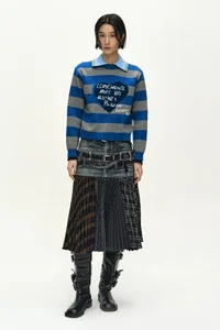 DOUBLE BELT PRINTED ACCORDION PLEATS SKIRT thumb 8