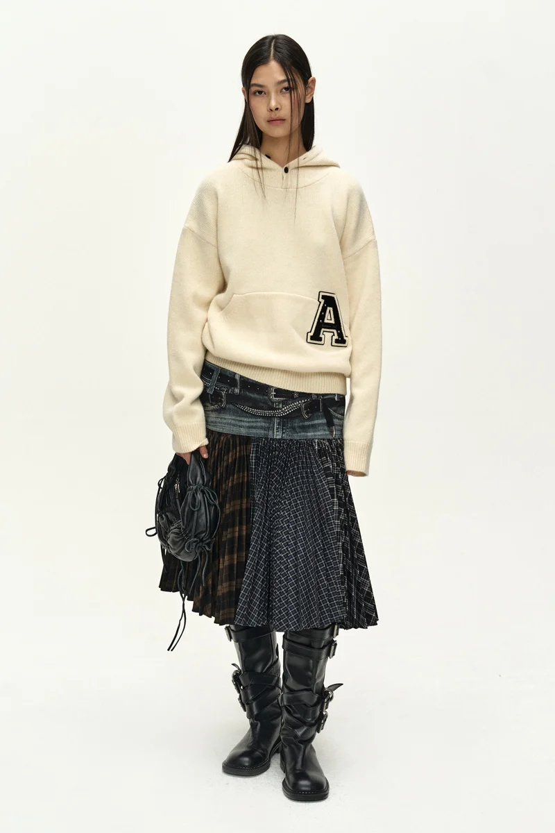 DOUBLE BELT PRINTED ACCORDION PLEATS SKIRT 9