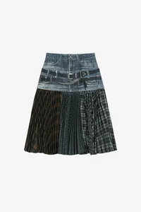 DOUBLE BELT PRINTED ACCORDION PLEATS SKIRT thumb 12