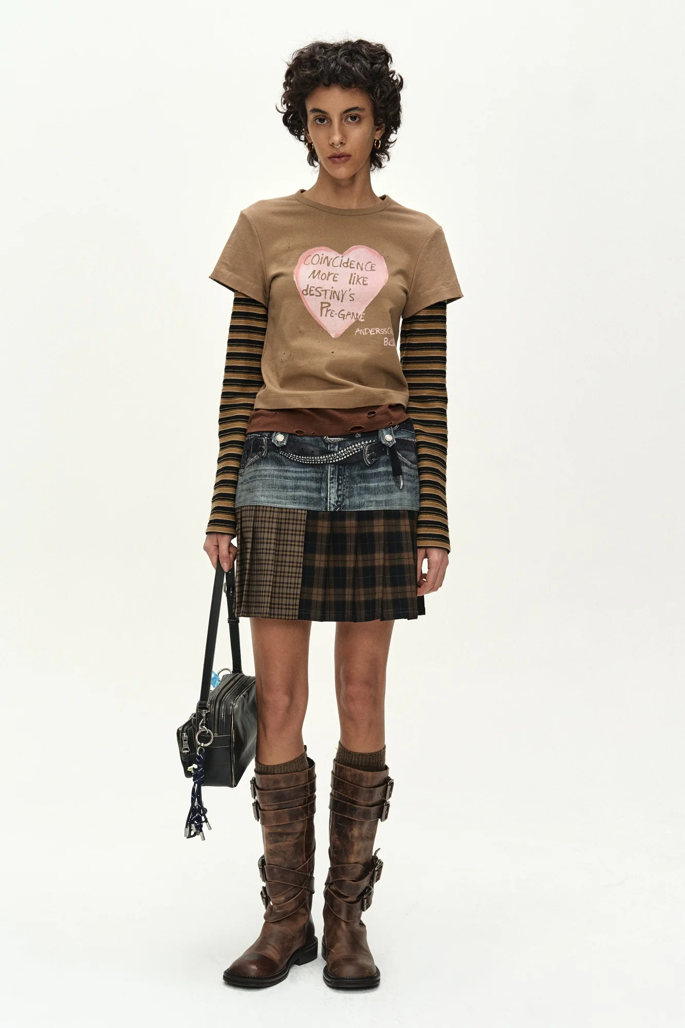 ANDERSSON BELL DOUBLE BELT PRINTED MINI SKIRT BLUE