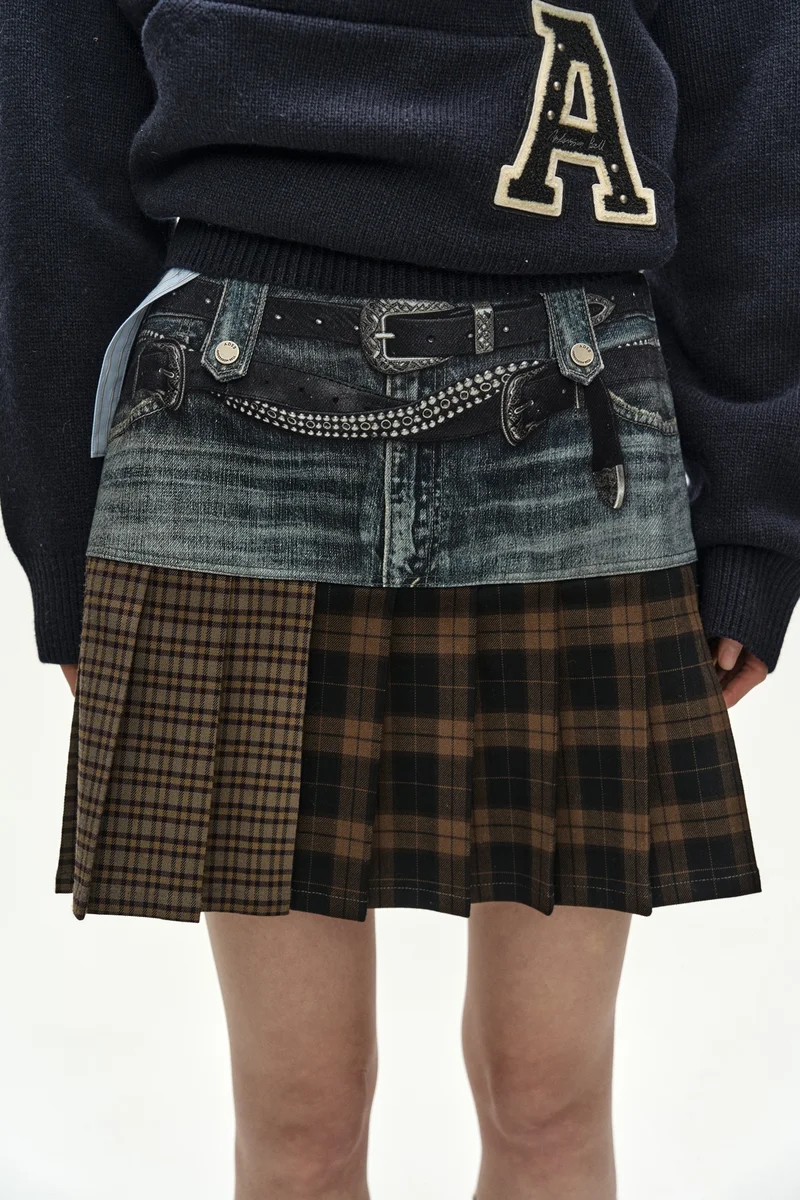DOUBLE BELT PRINTED MINI SKIRT 5