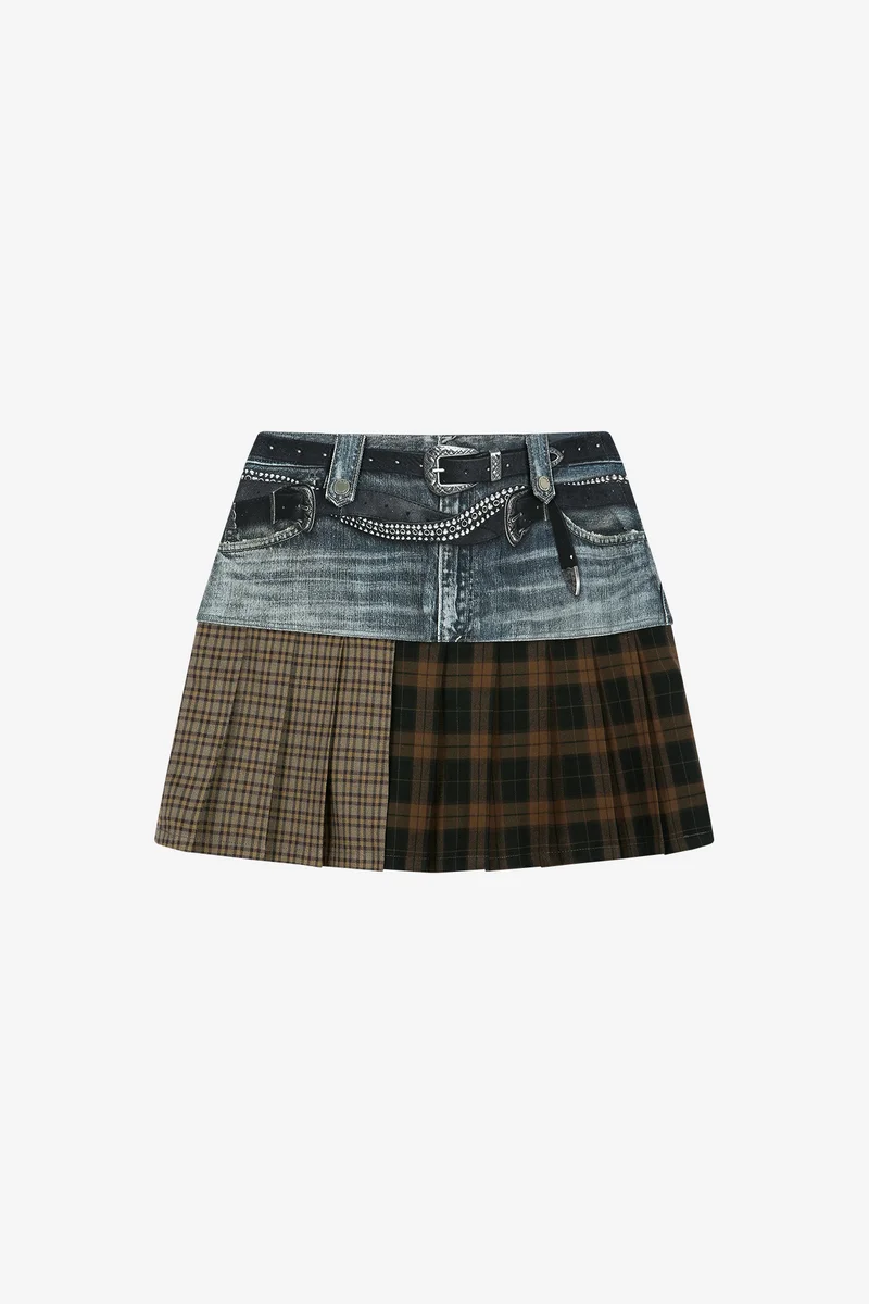 DOUBLE BELT PRINTED MINI SKIRT 9