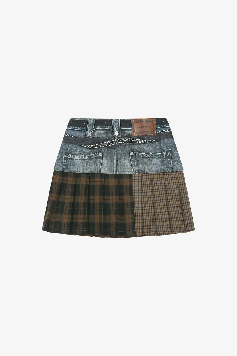 DOUBLE BELT PRINTED MINI SKIRT 10