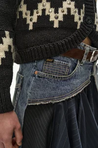 REWORKED DENIM WRAP FLARE SKIRT thumb 3