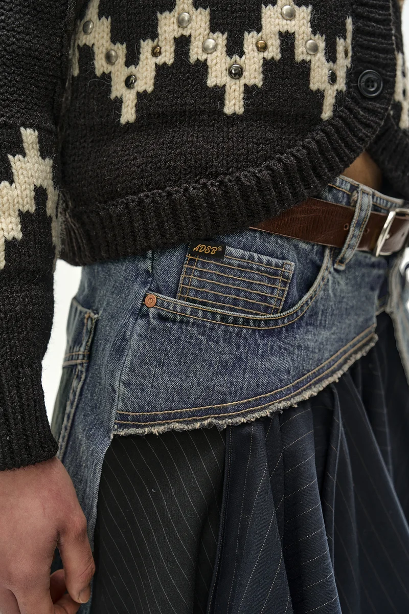 REWORKED DENIM WRAP FLARE SKIRT 3