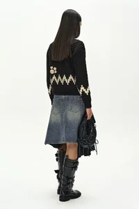 REWORKED DENIM WRAP FLARE SKIRT thumb 4